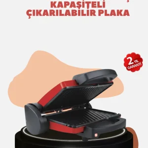 Kompakt Izgara ve Tost Makinesi – Çıkarılabilir Plaka Döküm Gövde