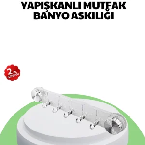 Mutfak ve Banyo Askılığı Vakumlu Yapışkanlı 5 Askı Bölmeli