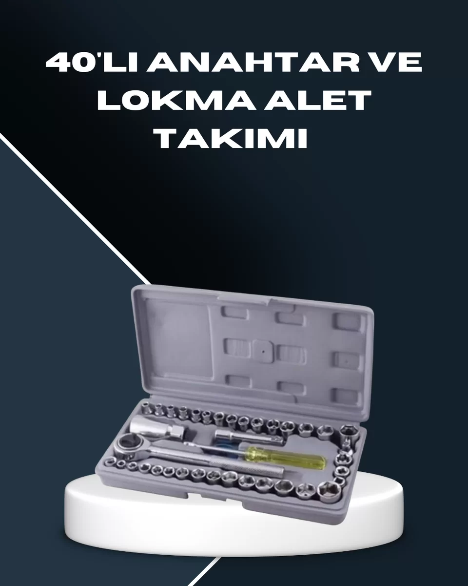 Dayanıklı Karbon Çelik 40 Parça Lokma ve Cırcır Anahtar Seti