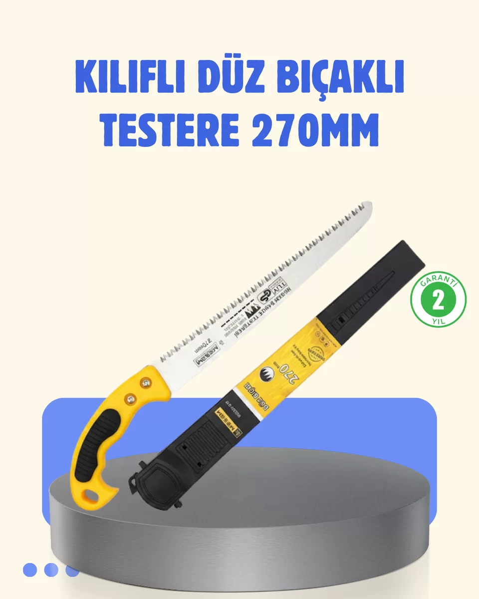 Kılıflı Budama Bahçe Testeresi 270 mm Düz Bıçaklı
