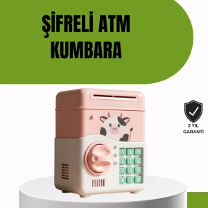 ATM Tasarımlı Pembe Işıklı Sesli Çocuk Kumbarası