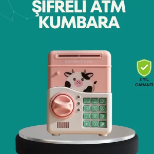 Pembe ATM Kasa Görünümlü Elektronik Şifreli Çocuk Kumbarası