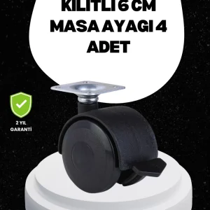 6 cm Kilitli Tekerlek Ayak 4 Adet Sehpa ve Ekipman Uyumlu