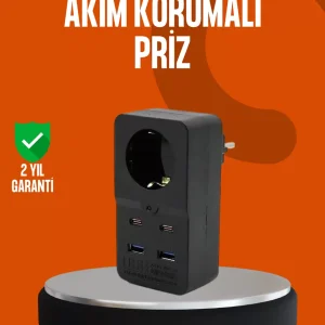 Akım Korumalı Priz 4 USB Type C Destekli Yüksek Isı Dayanımlı