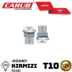 Ampul 12V T10  4 Led Smd Kirmizi