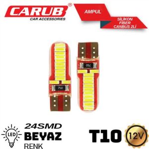 Ampul 24 Led 12V  Silikon Beyaz T10  Dipsiz Tk