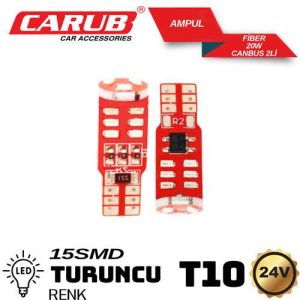 Ampul 15 Led 12V  Canbus Turuncu T10  Dipsiz Tk