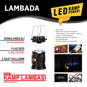 Kamp Feneri Günes Enerjili Çakarli 9X14 Cm