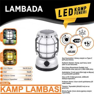 Kamp Feneri Günes Enerjili Çakarli 10X16 Cm
