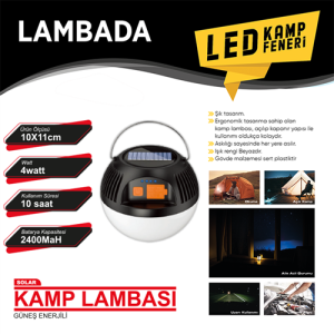 Kamp Feneri Günes Enerjili Çakarli 2 Fonksiyon
