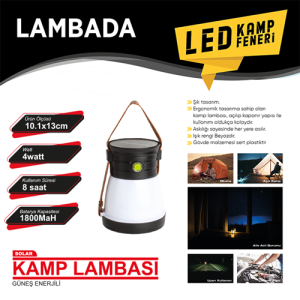 Kamp Feneri Günes Enerjili Çakarli 5 Fonksiyon