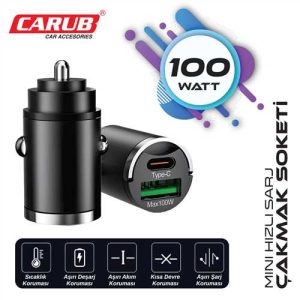 Çakmak Sarz Soketi Mini Usb+Type-C