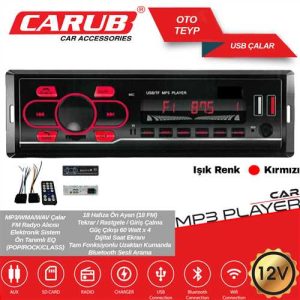 Oto Teyp Mp3- Çift Usb-Bluetoth-Renkli Ekran