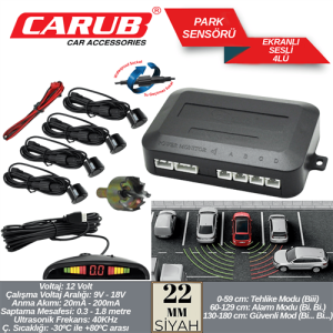 Park Sensörü  Ekranli 22 Mm Siyah  4 Sensör