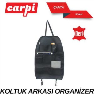 Ceplik Koltuk Arkasi Organizer Deri Siyah Çantali