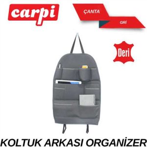 Ceplik Koltuk Arkasi Organizer Deri Gri Çantali