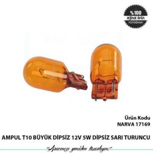 Ampul T10 Büyük Dipsiz 12V 5W Dipsiz Sari Turuncu