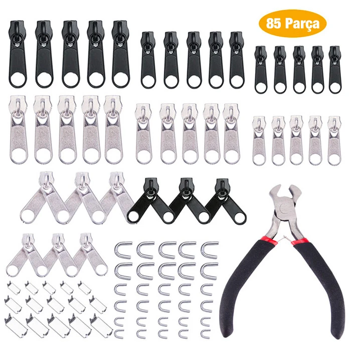 Ally 85 Parça Fermuar Başlığı Yedek Parça Onarım Tamir Seti Çanta Çadır Pantolon Fermuar Ucu-(5775)