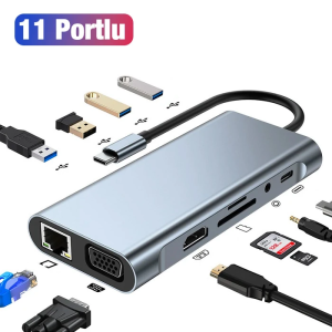 ALLY BYL-2110 11in1 Multifonksiyonlu Type-C Hub Adaptör Dönüştürücü-(5775)