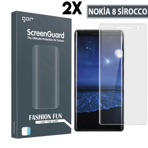 Gor Nokia 8 Sirocco 3d Kavisli Full Darbe Emici Ekran Koruyucu 2 Adet Set-(5775)