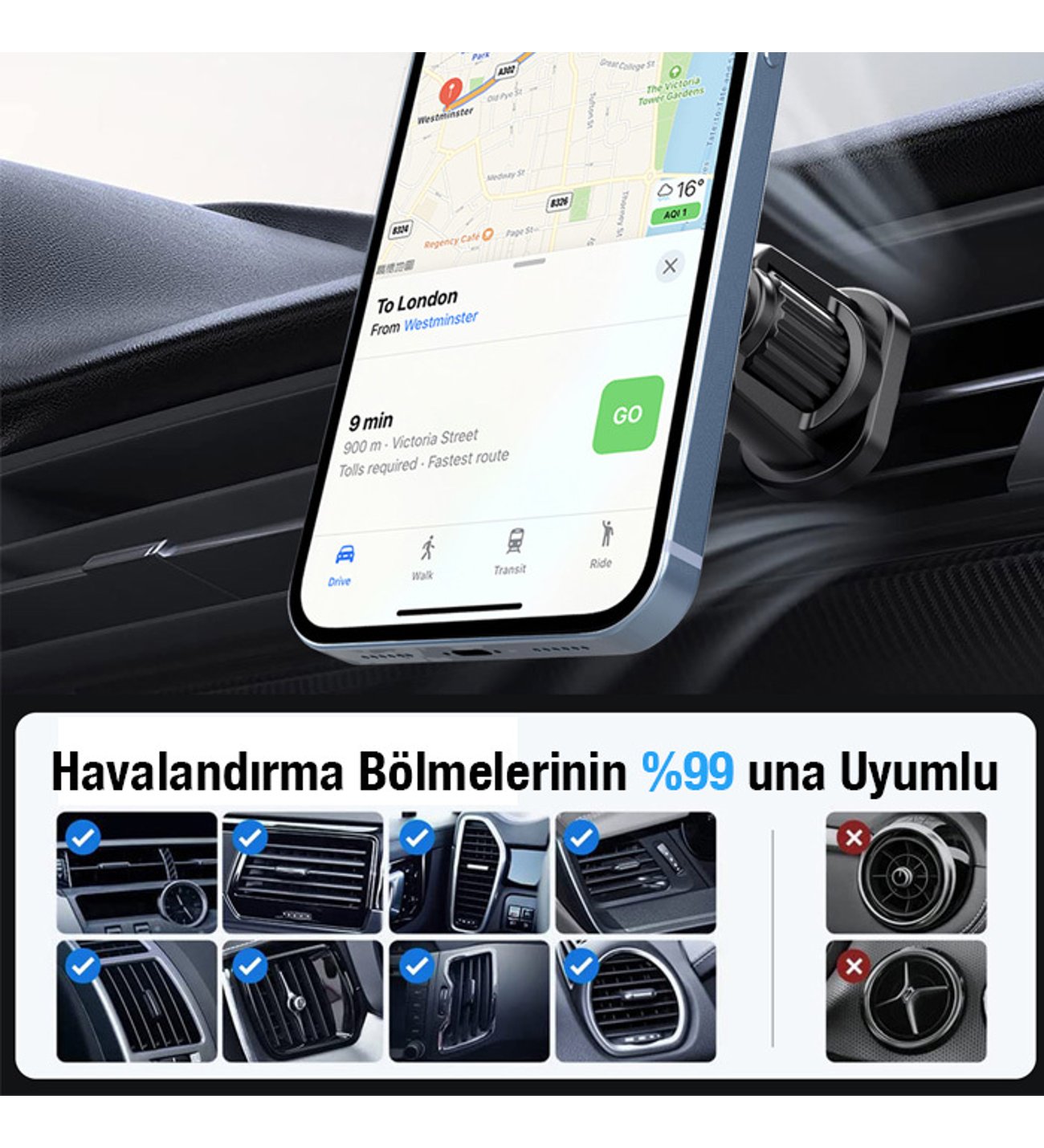 ALLY ML-223 MagSafe Araç İçi Telefon Tutucu-(5775)