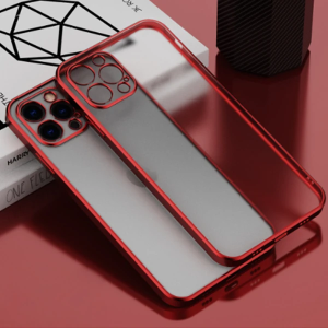 iPhone 12 Pro Max 6.7inç Renkli Kenar Şeffaf Kılıf Kamera Korumalı Kılıf-(5775)