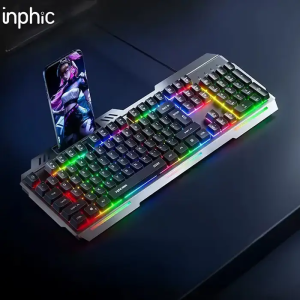 Inphic K2 USB Kablolu Oyun Klavyesi 104-Key Sessiz Oyun Klavyesi Bilgisayar Laptop için Cep telefonu yerleştirme alanı-(5775)