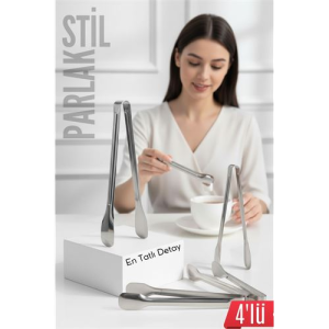 Çelik 4'lü Şeker Maşası 13 CM | Buz Limon ve Küp Şeker Servis Maşası