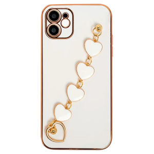 Ally iPhone 11 6.1inç Kılıf Kalp Bileklik Tutuculu Lüx Silikon Askılı Kılıf-(5775)