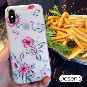 İphone X Xs 3d Gül Desenli Premium Silikon Kılıf-(5775)