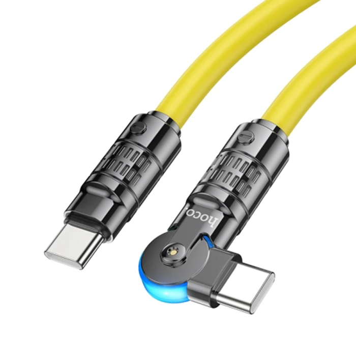 HOCO U118 Döner Başlıklı Type-C to Type-C 60W Hızlı Şarj ve Veri Kablosu-(5775)