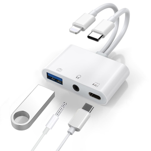 ALLY NK-109PRO Type-c/Lightning to USB-A 3.5mm Kulaklık ve Type-c Kamera Okuyucu Çevirici Adaptör-(5775)