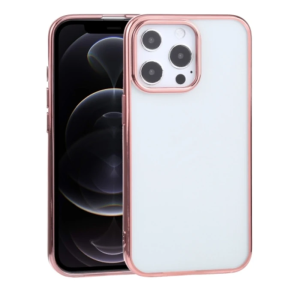 iPhone 13 Pro 6.1inç Lazer Kaplama Renkli Kenar Şeffaf Kılıf-(5775)