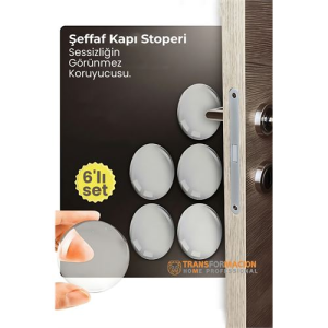 6'lı Kristal Koruma  Şeffaf Kapı Stoperi Tampon Seti | Duvar & Mobilya Çarpma Önleyici