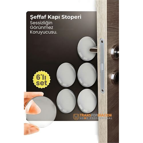 6'lı Kristal Koruma Şeffaf Kapı Stoperi Tampon Seti | Duvar & Mobilya Çarpma Önleyici