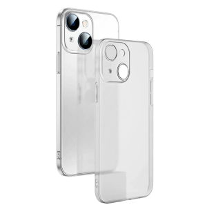 Ally iPhone 14 6.1inch Frosted Glass Şeffaf Kamera Korumalı Kılıf-(5775)