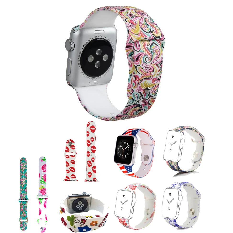Ally Apple Watch İçin 38mm Yüksek- Kalite Desenli Silikon Kordon-(5775)