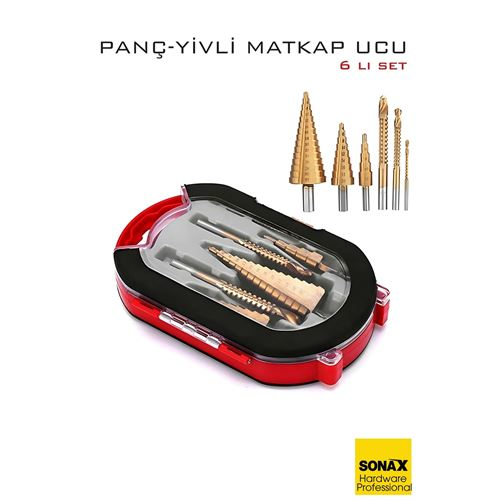 6'lı Titanyum Kaplama Kademeli Panç Matkap Ucu Seti – Metal Ahşap ve Plastik için