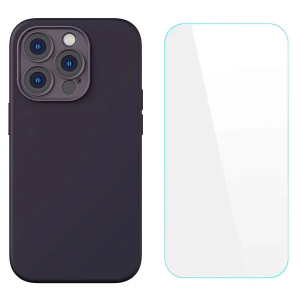 Baseus Liquid Silica iPhone 14 Pro Silikon Kılıf + Tempered Ekran Koruyucu Set-(5775)