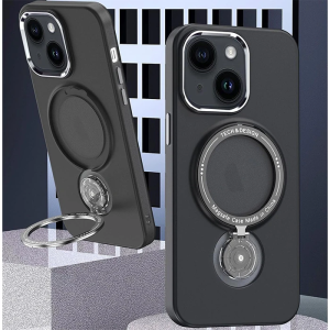 ALLY iPhone 14 İçin Magsafe Uyumlu Standlı Manyetik Silikon Kılıf-(5775)