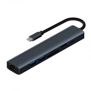 ALLY BYL-2303 7 IN 1 Type-c To USB + Type-c + Ethernet + Kart Okuyucu + HDMI Dönüştürücü Çoğaltıcı H-(5775)