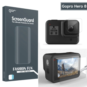 GOR Gopro Hero 8 2in1 Darbe Emici Ekran Koruyucu 2 SET-(5775)