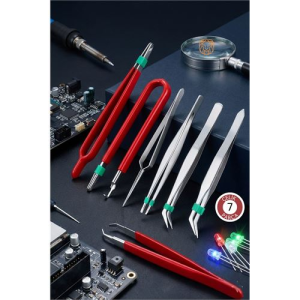 7’li Profesyonel Hassas Cımbız Seti - Antistatik Çelik Elektronik Tamir & Hobi Kiti