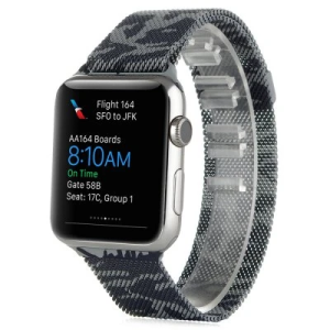 Ally Apple Watch 7-8 45mm 6-5-4 44mm Kayış Kordon Metal Milano Loop Kamuflaj 3-2-1 42mm-(5775)