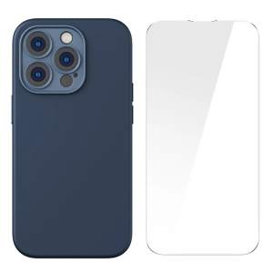 Baseus Liquid Silica Gel iPhone 14 Pro 6.1 Magsafe Silikon Kılıf + Tempered Ekran Koruyucu Set-(5775)