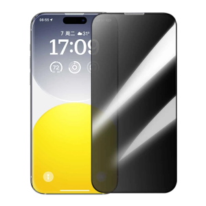 Baseus Crystal iPhone 15 Pro Privacy Full Koruma Tempered Cam Ekran Koruyucu 2 Adet Set-(5775)