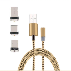 İphone Type-C Android 3  Yuvarlak Başlık Manyetik Şarj Usb Kablosu-(5775)