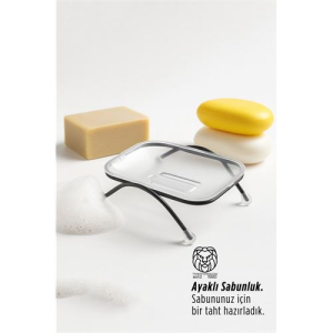 Ayaklı Sabunluk – Su Giderli Şeffaf Tasarım 12 x 9 cm Tezgah Üstü Kullanım