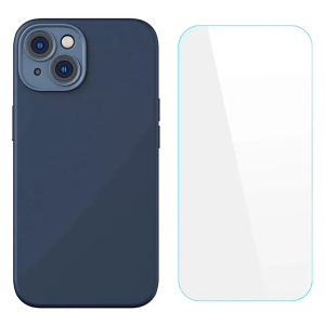 Baseus Liquid Silica Gel iPhone 14 6.1 Silikon Kılıf + Tempered Ekran Koruyucu Set-(5775)