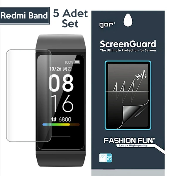 GOR Xiaomi Mi Band 5-4 Akıllı Bileklik Ekran Koruyucu 5 ADET SET-(5775)
